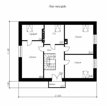 Проект индивидуального жилого дома с мансардой